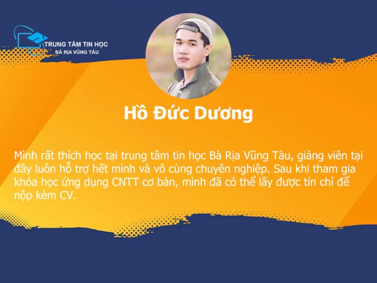 Cảm nhận học viên tại tin học Bà Rịa Vũng Tàu