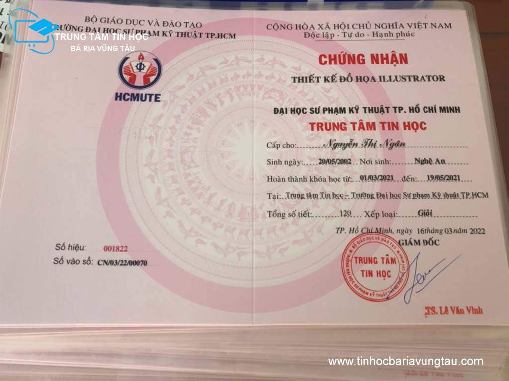 Chứng chỉ thiết kế Adobe Illustrator do trường Đại học Sư Phạm Kỹ Thuật TP. HCM cấp