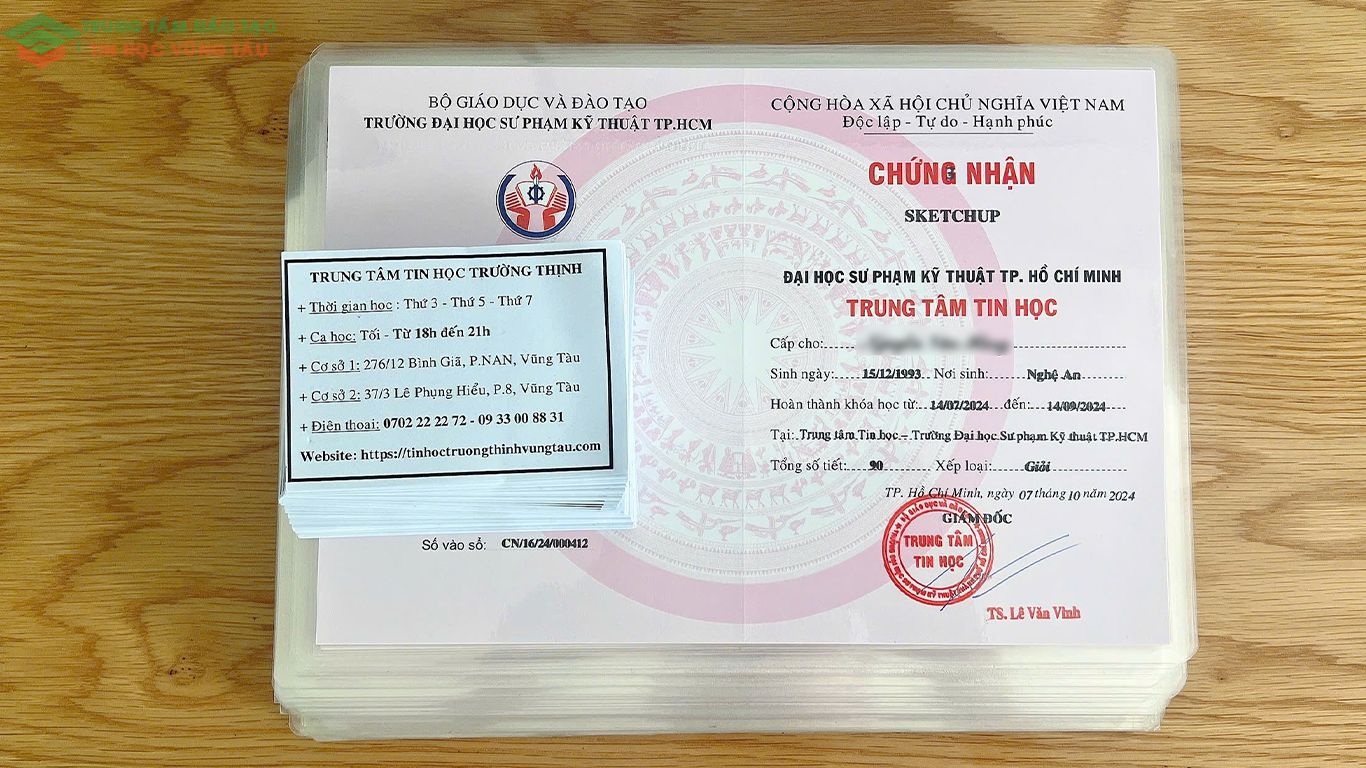 Chứng chỉ sketchup vũng tàu